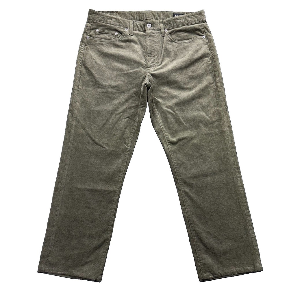 Bonobos Corduroy Pants Mens 34x27 Olive Green 5-Pocket Straight‎ Leg Stretch